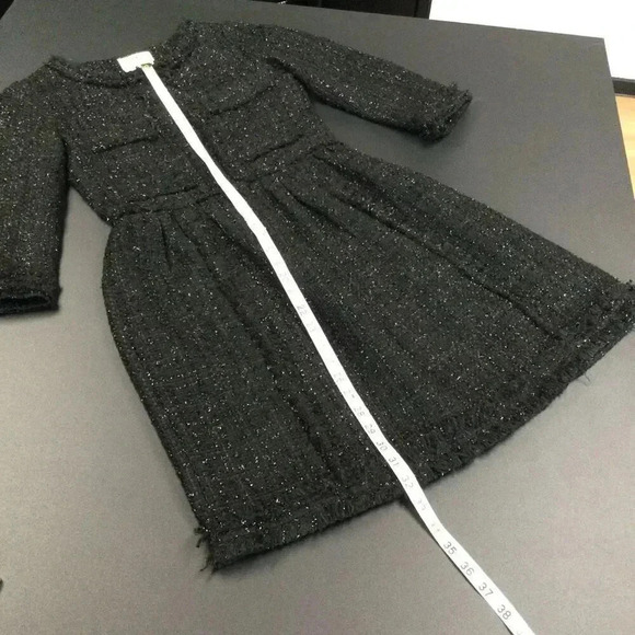 Chanel Womens Black Silver Wool Cotton Blend Tweed Mini Sheath Dress Size Small - Picture 10 of 14